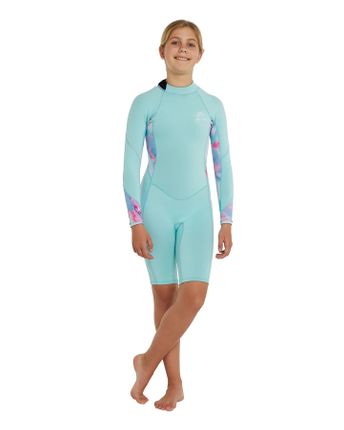O'Neill Girl's Bahia LS Long Spring Suit 2mm - Aqua/Aqua/Wavedye