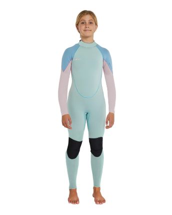 O'Neill Girl's Reactor II Back Zip Steamer 3/2mm - Aqua/Fog/Pink