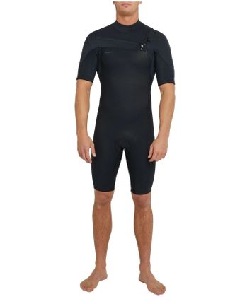 O'Neill Hyperfreak Short Sleeve Springsuit Chest Zip Wetsuit 2mm - Black