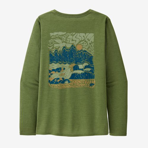 Patagonia Women's Long-Sleeved Capilene&reg; Cool Daily Graphic Shirt - Seadaze: Terrain Green X-Dye
