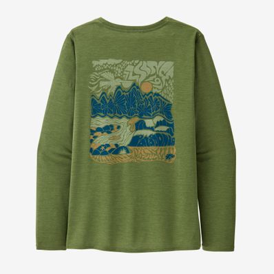 Patagonia Women's Long-Sleeved Capilene® Cool Daily Graphic Shirt - Seadaze: Terrain Green X-Dye