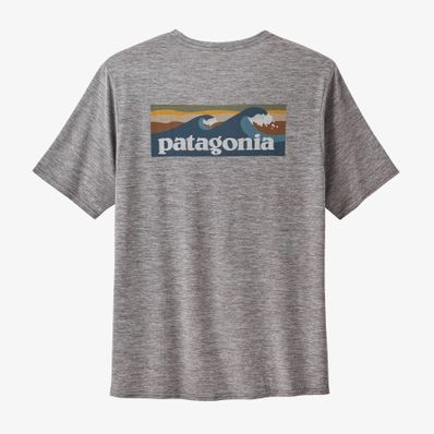 Patagonia Capilene Cool Daily Graphic Shirt - Boardshort Logo Abalone Blue: Feather Grey