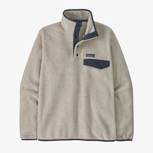 Patagonia Lightweight Synchilla Snap Pullover - Oatmeal Heather with Smolder Blue