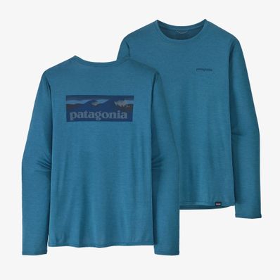 Patagonia Long Sleeve Capilene Tee - Boardshort Logo: Wavy Blue X-Dye