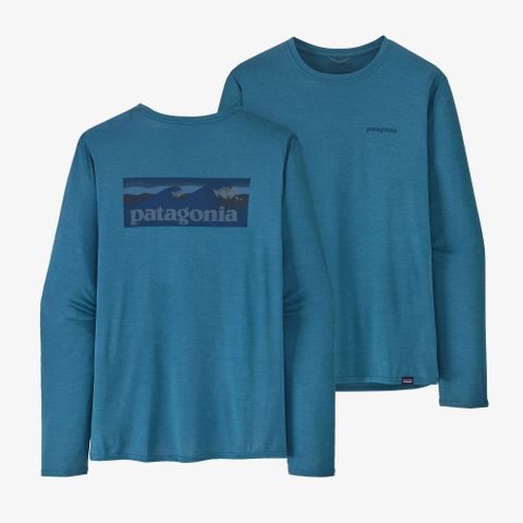 Patagonia Long Sleeve Capilene Tee - Boardshort Logo: Wavy Blue X-Dye