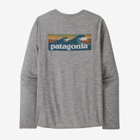 Patagonia Long Sleeve Capilene Cool Daily - Waters Boardshort Logo Abalone Blue: Feather Grey