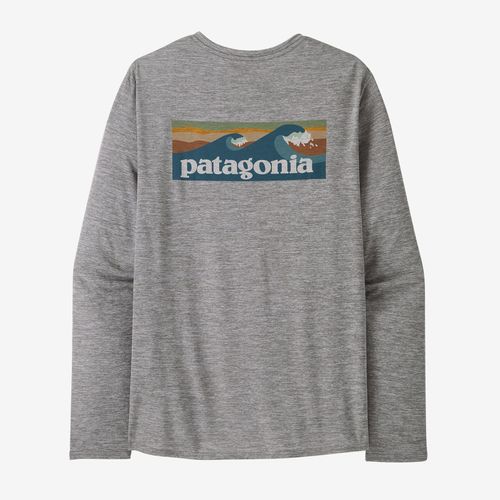 Patagonia Long Sleeve Capilene Cool Daily - Waters&nbsp;Boardshort Logo Abalone Blue: Feather Grey