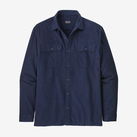 Patagonia Long-Sleeved Fjord Flannel Shirt- Navy Blue