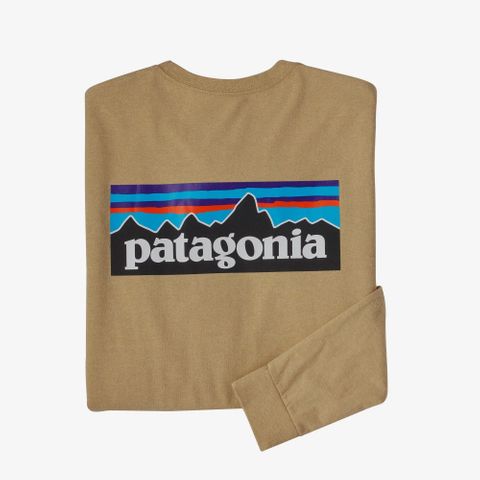 Patagonia Men's Long Sleeve P-6 Logo Responsibili-Tee - Sespe Tan