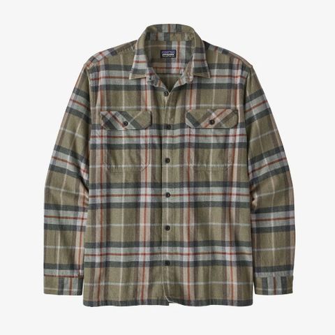 Patagonia Organic Cotton Fjord Flannel Midweight Shirt- Sage Khaki