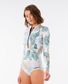 Rip Curl G-Bomb Long Sleeve Springsuit- White/Coastal Palms