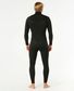 Rip Curl Mens Dawn Patrol 4/3 Chest Zip Steamer Wetsuit - Black