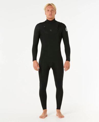 Rip Curl Mens Dawn Patrol 4/3 Chest Zip Steamer Wetsuit - Black
