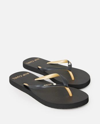 Rip Curl Premium Surf Script Wave Bloom Flip Flops - Black/Gold