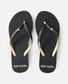 Rip Curl Premium Surf Script Wave Bloom Flip Flops - Black/Gold