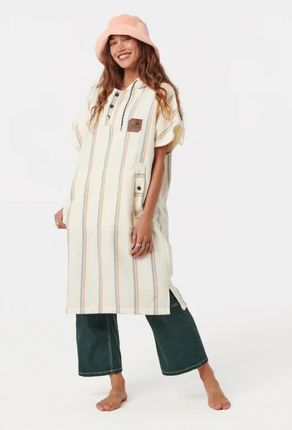 Slowtide Baja Stripe Fouta Lightweight Turkish Poncho - Cream