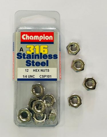 *1/4 UNC HEX NUTS 316