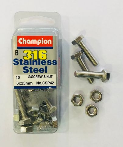 SET SCREWS & NUTS 6x25