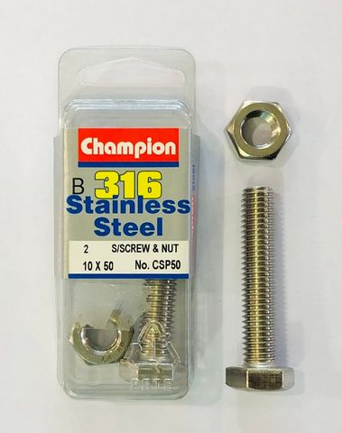 SET SCREWS & NUTS 10 x 50