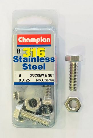 SET SCREWS & NUTS 8x25