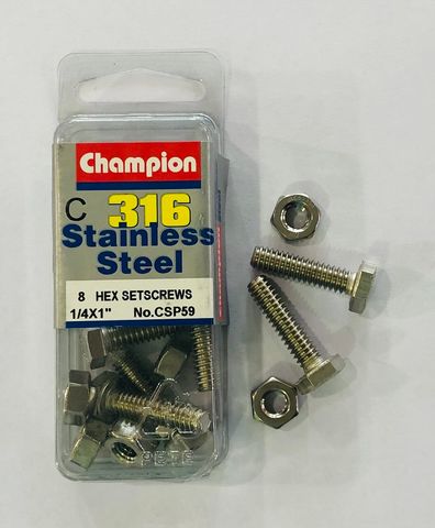 *1/4 x 1"  HEX SET SCREWS 316