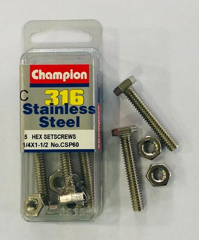 1/4 x 1 1/2 HEX SET SCREWS 316