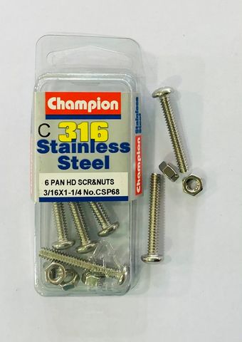 3/16 x 1 1/4 PAN HD SCREWS