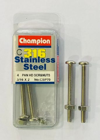 3/16 x 2" PAN HD SCREWS