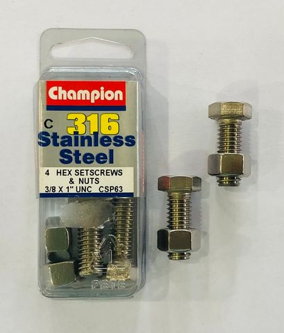 *3/8 x 1" HEX SET SCREWS 316