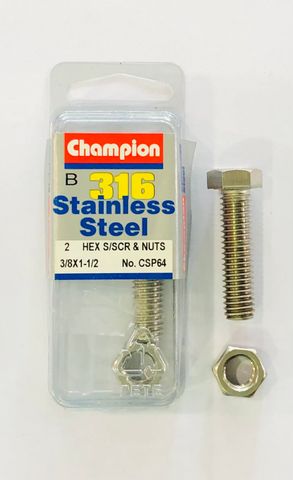 *3/8 x 1 1/2" HEX SET SCREWS 316