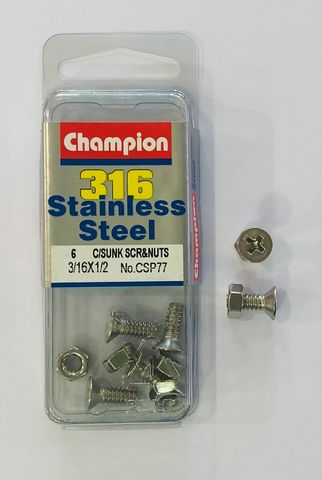 3/16 x 1/2 C/SUNK SCREWS