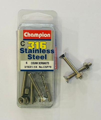 3/16 x 1 1/4 C/SUNK SCREWS