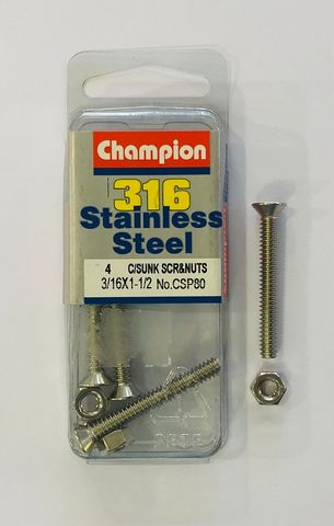 3/16 x 1 1/2 C/SUNK SCREWS