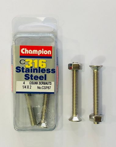 1/4 x 2" C/SUNK SCREWS