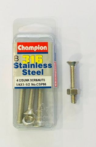 1/4 x 1 1/2 C/SUNK SCREWS