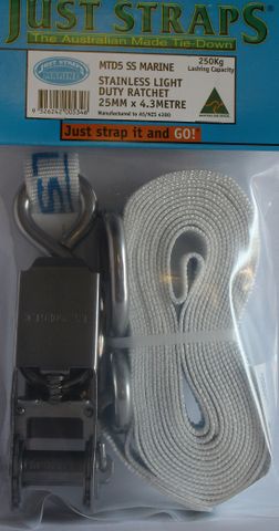 RATCHET TIE DOWN S/S 25MM X 4.3M