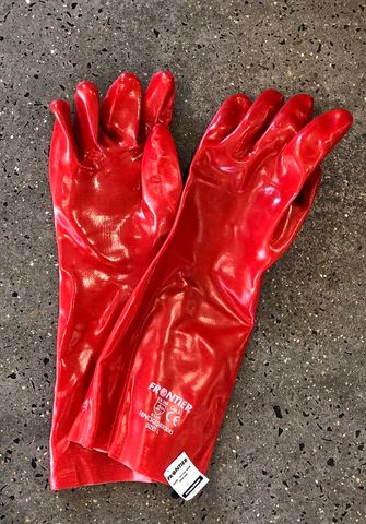 GLOVE RED PVC 45CM OPEN CUFF SIZE L