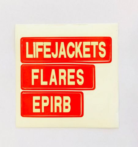 STICKER LIFEJACKETS, FLARES,EPIRB
