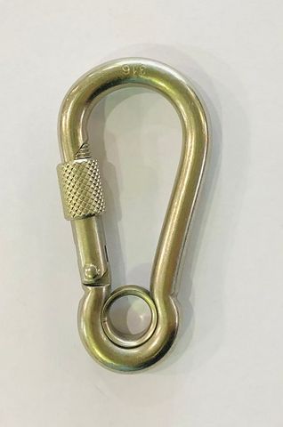 SPRING HOOK 8MM W/SCREW NUT & EYE SS316