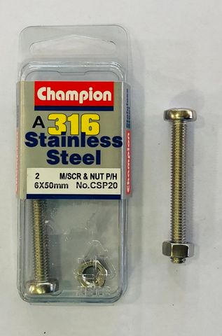 *MACHINE SCREW & NUT -PAN 6 X 50