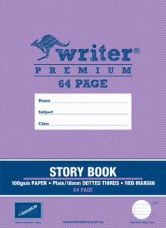 Writer Premium 330x240mm 64pg 1/2 Plain/ 1/2 18mm Dotted Thirds Story Book