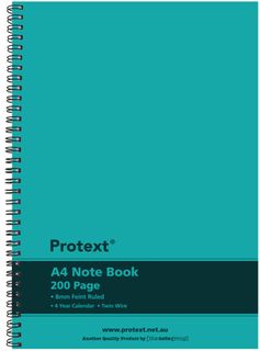Protext A4 200pg Twin Wire PP Note Book - Aqua