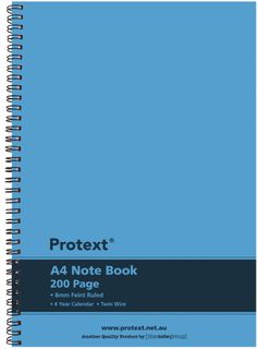 Protext A4 200pg Twin Wire PP Note Book - Blue