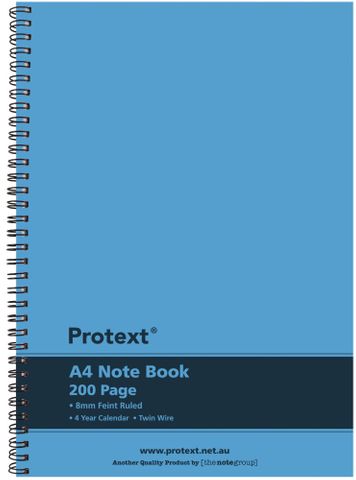 Protext A4 200pg Twin Wire PP Note Book - Blue