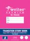 Writer Premium 96pg Transition Story Book 1/2pg Plain-1/2 pg ruled, 24mm solid, Qld Year 1 ruled + red margin