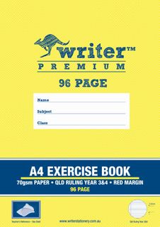 Writer Premium A4 96pg Yr3/4 Qld Ruled Exercise Book