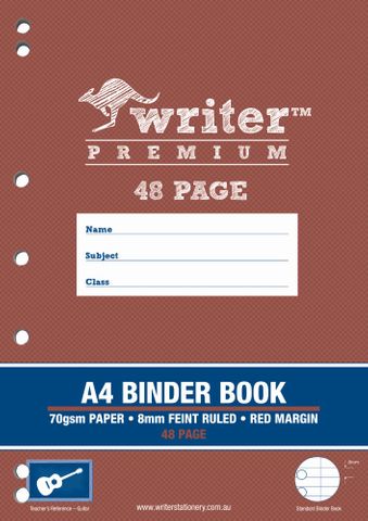 Writer Premium A4 48pg 8mm Ruled Binder Book