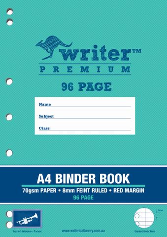 Writer Premium A4 96pg 8mm Ruled Binder Book