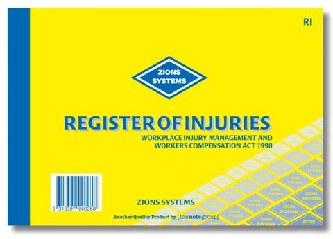 Register of Injuries Book - NSW