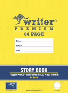 Writer Prem 64pg 1/2 Plain/1/2 24mm Solid Ruled S/book